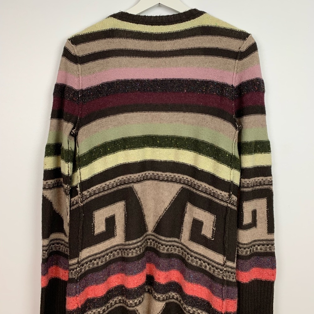 Free People Long Duster Open Cardigan Size Medium Wool Mohair Blend Aztec Boho - Picture 5 of 12